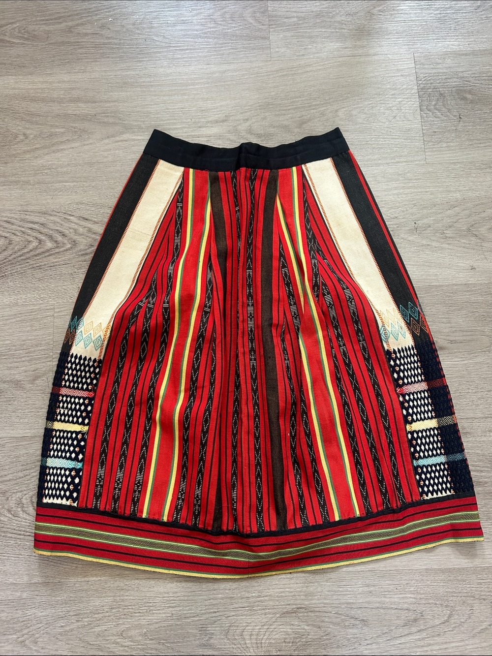 40’s 50’s Mexican hand woven embroidered ethnic tourist midi skirt Xs